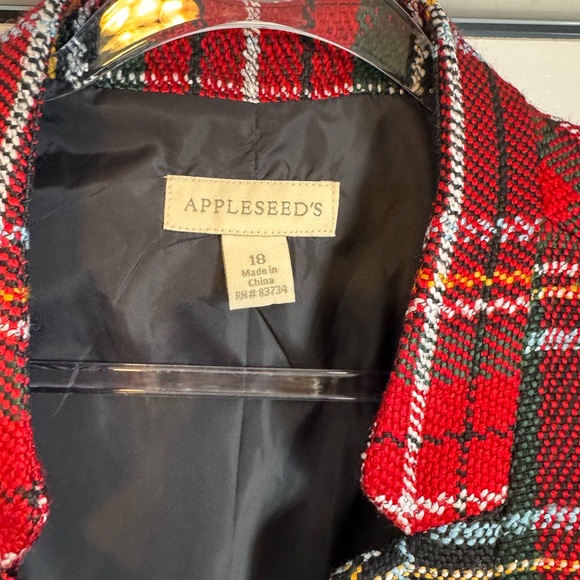 Appleseed Women's Plaid Blazer Red Black Green White Size 18 Single Button Lined - Picture 6 of 12